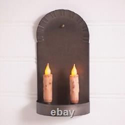 Set of Two 2-Candle Colonial Sconces in Kettle Black, Home Wall Decor