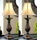 Set Of Two (2) Pineapple Night Stand Or Table Lamps With Lamp Shades Nib