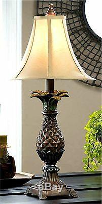 Set of Two (2) PINEAPPLE NIGHT STAND or TABLE LAMPS WITH LAMP SHADES NIB