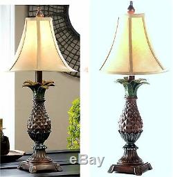 Set of Two (2) PINEAPPLE NIGHT STAND or TABLE LAMPS WITH LAMP SHADES NIB