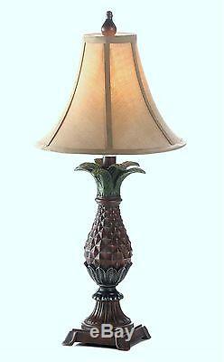 Set of Two (2) PINEAPPLE NIGHT STAND or TABLE LAMPS WITH LAMP SHADES NIB