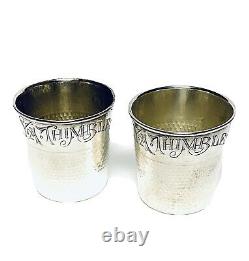 Set of Two (2) Webster Sterling Silver Only a Thimble Full Shot Glasses