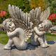 Set Of Two 20 Tall Sitting Magnesium Cherub Statues Thomas & James