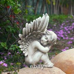 Set of Two 20 Tall Sitting Magnesium Cherub Statues Thomas & James