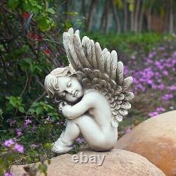 Set of Two 20 Tall Sitting Magnesium Cherub Statues Thomas & James