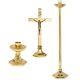 Set Of Two 6 3/4 Tall Windsor Polished Brass Altar Candlesticks Set 4