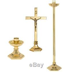 Set of Two 6 3/4 Tall Windsor Polished Brass Altar Candlesticks Set 4