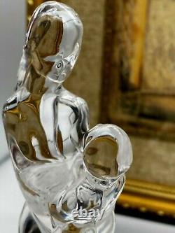Set of Two Beautiful Crystal Cut Glass Figurines Lady with Child Made in Italy