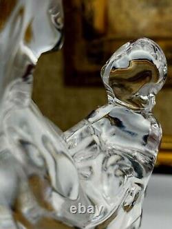 Set of Two Beautiful Crystal Cut Glass Figurines Lady with Child Made in Italy