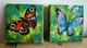 Set Of Two Butterfly Original Oil Painting Small Impressionist Collectible 4 X 4