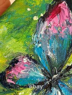Set of Two Butterfly Original Oil Painting Small Impressionist Collectible 4 x 4 Set of Two Butterfly Original Oil Painting Small Impressionist Collectible 4 x 4