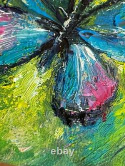 Set of Two Butterfly Original Oil Painting Small Impressionist Collectible 4 x 4