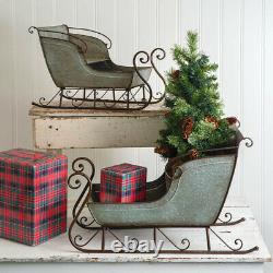 Set of Two Country new Galvanized Tin Sleighs