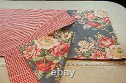 Set of Two Custom Ralph Lauren Kimberley Blue Floral Fabric Panels 21 x 172