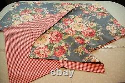 Set of Two Custom Ralph Lauren Kimberley Blue Floral Fabric Panels 21 x 172