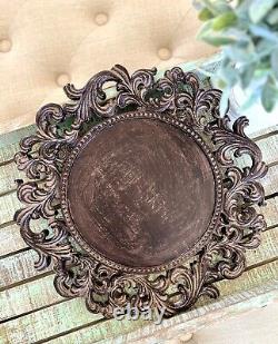 Set of Two GG Collection Gracious Goods Acanthus Leaf Charger Plate Metal