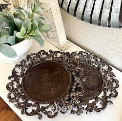 Set of Two GG Collection Gracious Goods Acanthus Leaf Charger Plate Metal