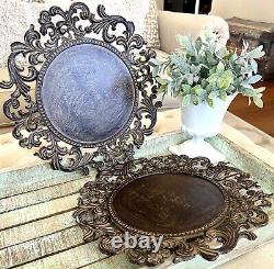 Set of Two GG Collection Gracious Goods Acanthus Leaf Charger Plate Metal