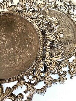 Set of Two GG Collection Gracious Goods Acanthus Leaf Charger Plate Metal