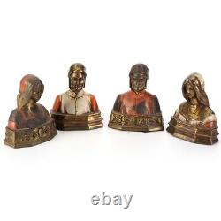 Set of Two Gotham Art Bronze Inc. Polychrome Dante and Beatrice Bookends