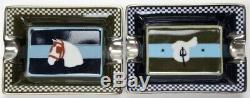 Set of Two Hermes'Couvertures Nouvelles' Equestrian Mini-Ashtrays (New in Box)