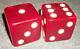 Set Of Two Large Cherry Red Dice 2 Square Bakelite Vintage 2 X 2