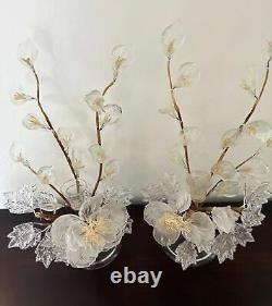 Set of Two Mason Bagues 20th Century Style Rock Crystal Floral Candleabras