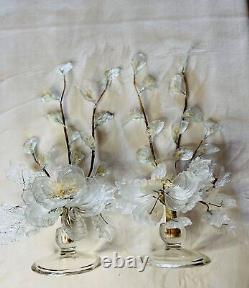 Set of Two Mason Bagues 20th Century Style Rock Crystal Floral Candleabras