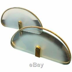 Set of Two Mid-Century Modern Brass and Glass Italian Wall Sconces, circa 1975