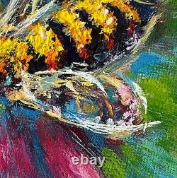 Set of Two Oil Paintings Impressionist Original Collectible Golden Honey Bee