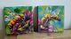 Set Of Two Oil Paintings Impressionist Original Collectible Golden Honeybee