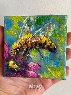 Set of Two Oil Paintings Impressionist Original Collectible Golden Honeybee