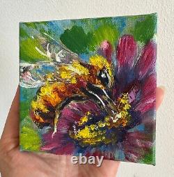 Set of Two Oil Paintings Impressionist Original Collectible Golden Honeybee