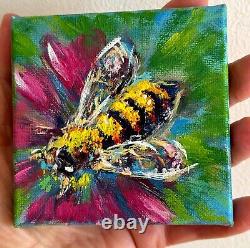 Set of Two Oil Paintings Impressionist Original Collectible Golden Honeybee