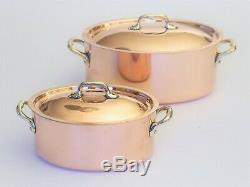 Set of Two Oval French Copper Stewpans Dutch Ovens Bazaar Francais