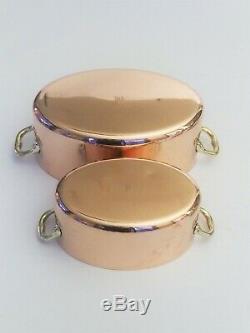 Set of Two Oval French Copper Stewpans Dutch Ovens Bazaar Francais