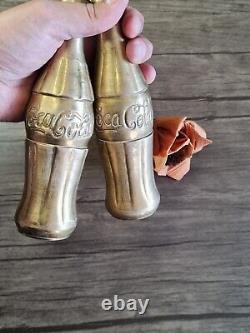 Set of Two Rare Vintage Coca Cola Brass Copper Bottle Deco collectables