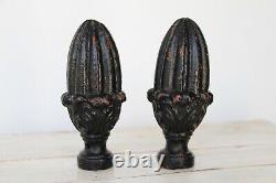 Set of Two Victorian Cast Iron Artichoke Finials, 19th Century Antique