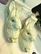 Set Of Two Vintage Bunny The Stone Bunny 1995 Wall Sconces By Telle Stein Signed