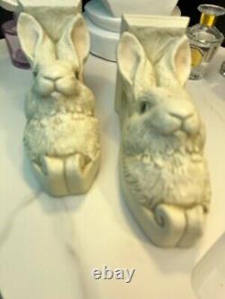 Set of Two Vintage Bunny The Stone Bunny 1995 Wall Sconces by Telle Stein signed