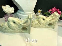 Set of Two Vintage Bunny The Stone Bunny 1995 Wall Sconces by Telle Stein signed