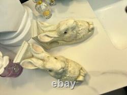 Set of Two Vintage Bunny The Stone Bunny 1995 Wall Sconces by Telle Stein signed