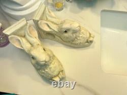 Set of Two Vintage Bunny The Stone Bunny 1995 Wall Sconces by Telle Stein signed