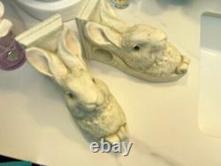 Set of Two Vintage Bunny The Stone Bunny 1995 Wall Sconces by Telle Stein signed