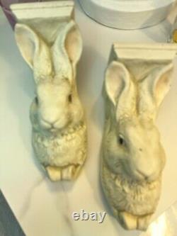 Set of Two Vintage Bunny The Stone Bunny 1995 Wall Sconces by Telle Stein signed