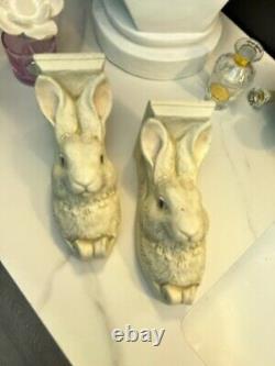 Set of Two Vintage Bunny The Stone Bunny 1995 Wall Sconces by Telle Stein signed