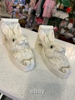 Set of Two Vintage Bunny The Stone Bunny 1995 Wall Sconces by Telle Stein signed