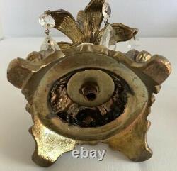 Set of Two Vintage Heavy Brass Flower Top Design Candlestick Holders CMS 1333