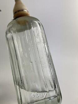 Set of Two Vintage Schweppes Soda Siphon Canister and Glass