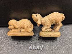 Set of Two small (approx. 3 in wide) Anri Italy Nativity Lambs signed Ferrandiz